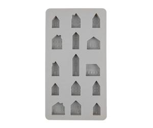 Rayher Moule MINI MAISONS en silicone, 1 pce, 15 formes, 14,5x26x1,5cm, béton créatif, Raysin, résine époxy, décoration, village de Noël, pendentifs-36156000, Gris