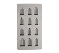 Rayher Moule Mini Maisons Nordiques en Silicone, 1 PCE, 12 Formes, 14,5x26x1,5cm, béton créatif, Raysin, résine époxy, décoration, Village de Noël, pendentifs-36170000, Gris