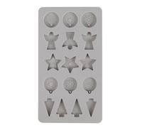 Rayher Moule MINI PENDENTIFS DE NOEL en silicone, 1 pce., 16 formes, 5 motifs, 14,5x26x1cm, béton créatif, Raysin, résine époxy, décoration, cadeaux, Noël-36160000