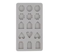 Rayher Moule MINI PENDENTIFS en silicone, 1 pce, 15 formes, 5 motifs, 14,5x26x1cm, béton créatif, Raysin, résine époxy, décoration, cadeaux, pendentifs-36159000, Gris