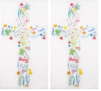 Rayher Ornement en cire, Croix, florale, 1 pce., 6,5X12cm, prêt à l’emploi, décoration de bougie, baptême, communion, confirmation, mariage, Pâque-31637999 (Lot de 2)