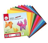 Rayher papier origami dépliants double face FSC Mix Credit lot de 100 feuilles origami en 10 couleurs vives papier japonais bricolage pour enfant et adulte 15 cm x 15cm, 80/m²