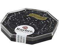 Rayher Perles Delica Miyuki, anthracite, 1 boite, 5g, ø 2,2mm, rocailles, verre, brillante, bijoux, tissage, broderie-14750572