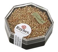 Rayher Perles Delica Miyuki, dorées, 1 boite, 4g, ø 1,6mm, rocailles, verre, brillante, bijoux, tissage, broderie-14760616, Large, Gold