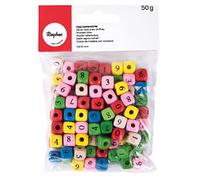 Rayher Perles en bois, cubes chiffres FSC100% 10x10mm sct. 50g, coloré, 12242999