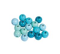 Rayher perles en bois FSC 100% 10mmø 52pcs. ass. tons turquoise polies, 12232999