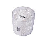 Rayher Perles en verre, blanches, 1 pot, 55g, 6mm ø, gros trou 2,5mm ø, arts créatifs, décorations, macramé, bijoux-14871102