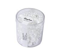 Rayher Perles en verre, blanches, 1 pot, 55g, 8,7mm ø, gros trou 4mm ø, arts créatifs, décorations, macramé, bijoux-14873102