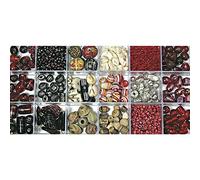 Rayher Perles en verre, coul. + tailles ass. bte-LS 240g, tons rubis, 14115815