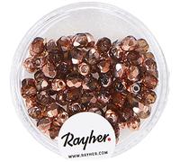 Rayher Perles facettées en verre bijoux 4mm ø bte 100 pc praliné irisé, 14200532