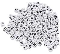 Rayher perles-lettres en plastique dés lettres 5x5mm carte-LS 40g blanc, 1610102