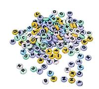 Rayher perles lettres en plastique rondes 6 mm carte-LS 40g coul. ass., 1610049