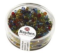 Rayher Perles rocaille, multicolore, 1 boite, 17g, ø 2,6mm, transparent, arts créatifs, bijoux, tissage, broderie-1405749