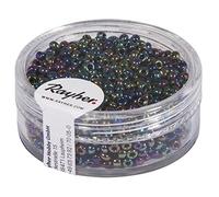 Rayher Perles rocaille, noir, 1 boite, 17g, ø 2mm, opaque, à reflets, arts créatifs, bijoux, tissage, broderie-1406201