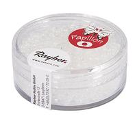 Rayher Perles rocaille Papillon, blanc irisé, 1 boite, 18g, ovale, 2x4 mm, farfalle, en verre, brillant, arts créatifs, bijoux, tissage, broderie-14142690