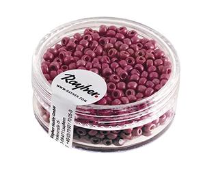 Rayher Perles rocaille, rose, 1 boite, 17g, ø 2,6mm, rocailles, en verre, mat, métallique, arts créatifs, bijoux, tissage, broderie-14307258, Rosé