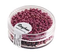Rayher Perles rocaille, rose, 1 boite, 17g, ø 2,6mm, rocailles, en verre, mat, métallique, arts créatifs, bijoux, tissage, broderie-14307258, Rosé