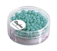 Rayher Perles rocaille, vert menthe, 1 boite, 120pces., ø 4mm, 14690408 | rocailles Silk-Bead, en verre, mat, arts créatifs, bijoux, tissage, broderie