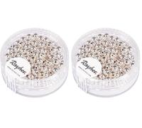 Rayher Perles rondes, argenté, 1 boite, 150 pces, Ø 4mm, brillant, plastique, arts créatifs, décorations, bijoux -1630222 (Lot de 2)