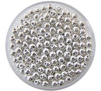 Rayher Perles rondes, argentées, 1 boite, 250 pces, Ø 3mm, brillant, plastique, arts créatifs, décorations, bijoux -1630122, Argenté