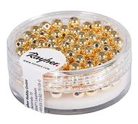 Rayher Perles rondes, dorées, 1 boite, 150 pces, Ø 4mm, brillant, plastique, arts créatifs, décorations, bijoux -1630206, Or