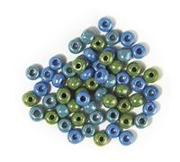 Rayher Perles verre opaque 8,7mm ø gros trou 2,8mm ø 55g tons vert bleu, 1442000