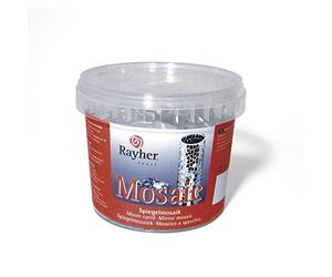 Rayher pierres miroir mosaique - seau de 660 pièces de tesselles de verre carrés de 1,5x1,5 cm pour une surface d'environ 30 x 45cm argent 1kg