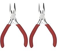 Rayher Pince pointue plate Pince à bijoux 12,5 cm carte-LS rouge/argent, 8934100 (Lot de 2)