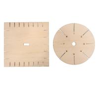 Rayher Plaque et Disque de tressage KUMIHIMO, nature, 2 pces., bois FSC Mix Credit, 9,5x9,5cm, 9cm ø, arts créatifs, tressage, bracelet, porte-clés-64661000