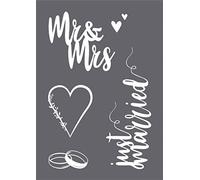 Rayher Pochoir de sérigraphie Mariage A4, Gris/Blanc