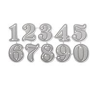 Rayher Pochoirs en acier motifs CHIFFRES, 1 set, 10 chiffres, 0,8-1,9cm, pour toutes presses de poinçonnage, arts créatifs, scrapbooking, décoration-59236000, T, gris