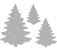 Rayher Pochoirs en acier motifs FORET de SAPINS, 1 assortiment, 3 tailles, pour toutes presses de poinçonnage, arts créatifs, scrapbooking, décoration, hiver-50246000