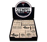 Rayher Présentoir Tampons en bois Wellness/Beauty 19 pcs. div. motifs, 29057000