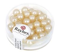 Rayher Renaissance Boîte de 45 Perles de Cire en Verre Mat 6 mm Ecru