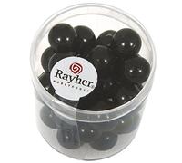 Pracht Rayher Hobby 14403576 Renaissance Boîte de 35 Perles de Cire en Verre Noir Ø 10 mm