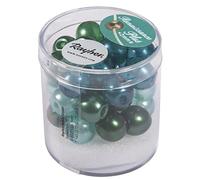 Rayher Renaissance Perles verre ciré ø 10 mm 32 pc gros trou mix vert, 14475000