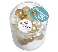Rayher Renaissance Perles verre ciré ø 10mm 32pc gros trou blanc/beige, 14470000