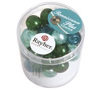 Rayher Renaissance Perles verre ciré ø 10 mm 32 pc gros trou mix vert, 14475000