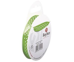Rayher Rouleau de ruban satin vert moyen à pois blanc 9.5mm x 10m