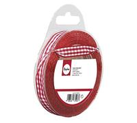 Rayher Ruban décoratif à carreaux Vichy, rouge-blanc, 1 pce., 10m, 9,5cm, 100% polyester, décorations, cadeaux, art floral-5540818
