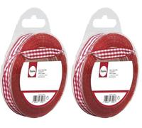 Rayher Ruban décoratif à Carreaux Vichy, Rouge-Blanc, 1 PCE., 10m, 9,5cm, 100% Polyester, décorations, Cadeaux, Art floral-5540818 (Lot de 2)