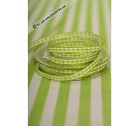 Rayher Ruban décoratif à carreaux Vichy, vert Maïs-blanc, 1 pce., 10m, 9,5mm, 100% polyester, décorations, cadeaux, art floral-5540885