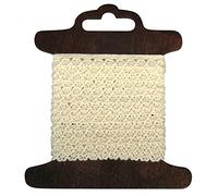 Rayher Ruban dentelle Amanda galon coton frisé 1cm carte 3m beige, 55519508