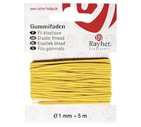 Rayher Ruban élastique caoutchouc p. couture 1mm ø, carte 5m jaune, 8908920