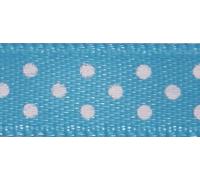 Rayher Ruban satin à pois turquoise, 9,5 mm, 10 m