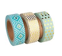 3 masking tapes 10 m - Menthe-doré Multicolore G