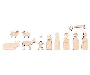 Rayher Santons en bois p. crèche de noël 3D 1-7,5cm, 6mm 12pc nature, 64538505