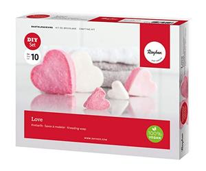 Rayher Savons Coeurs à Modeler, Rose, 1 kit, 250g, glycérine, parfumé, testé dermatologiquement, Arts créatifs, St. Valentin, Mariage, fête des mères-34287000