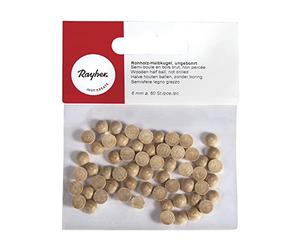 Rayher - Semi-boule en bois brut, non percée, 6 mm ø, sct.-LS 60 pces