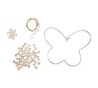 Rayher Set Anneau en Fil métal et Perles «Papillon», Nature, 68 pces., 17,5X13cm, métal, Bois, à Suspendre, décoration, Printemps, pâque, été-46022000